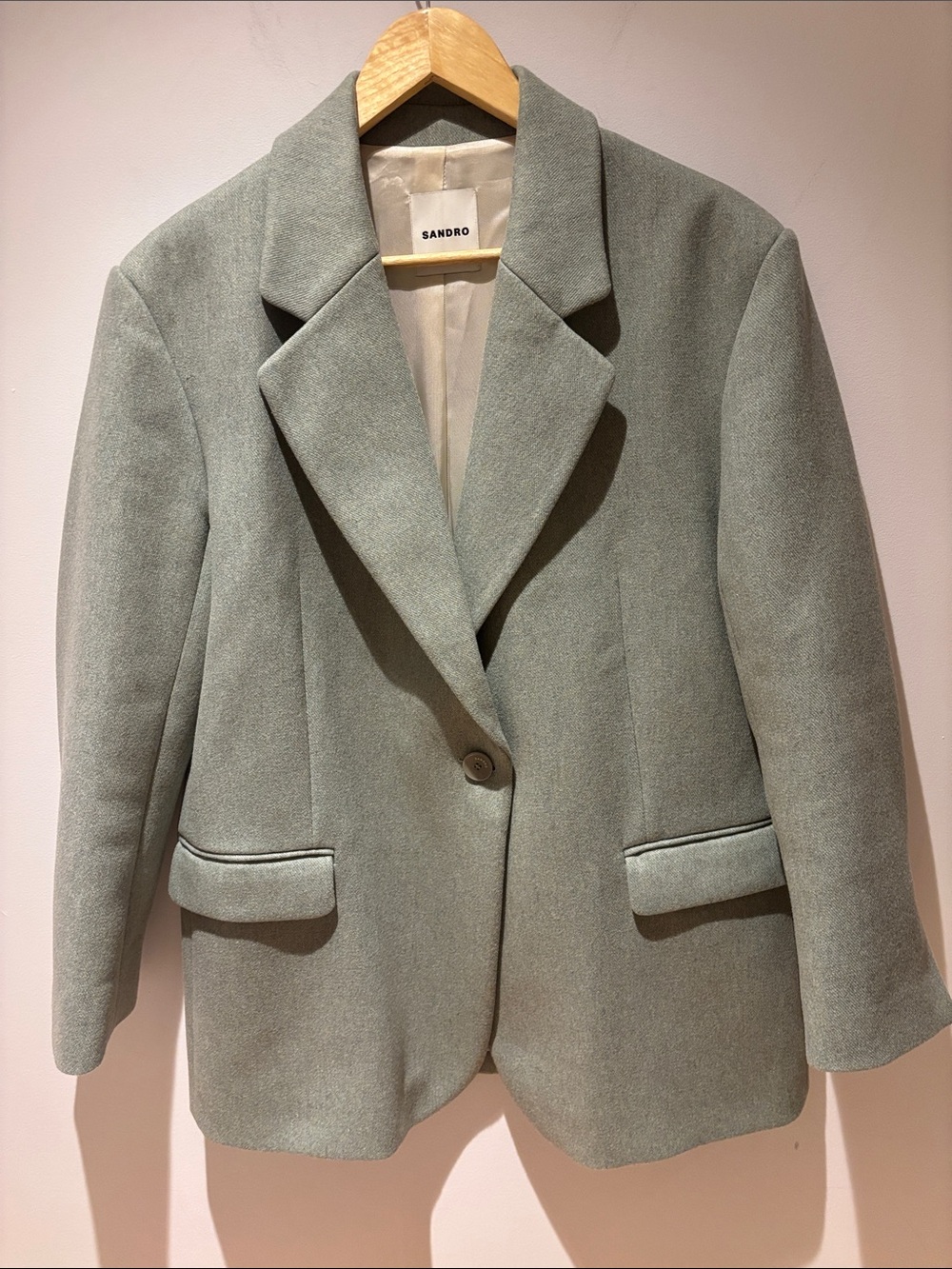 Sandro Unisex Green Single-Button Tailored Blazer